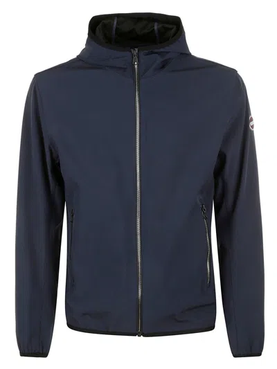 Shop Colmar Logo Patch Hooded Zipped Jacket In Navy