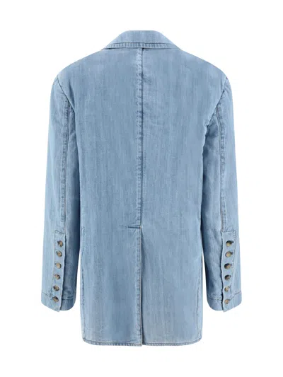 Shop Ermanno Scervino Blazer Jacket In Gnawed Blue