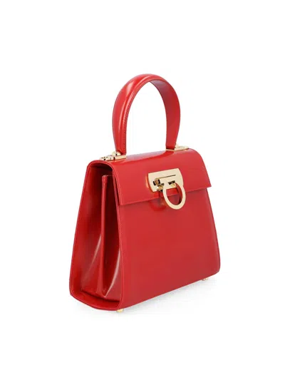 Shop Ferragamo Iconic Small Top Handle Bags In Red