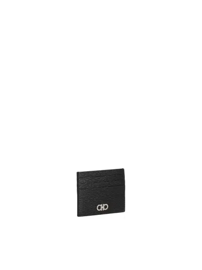 Shop Ferragamo Gancini Card Holder In Calfskin In Black