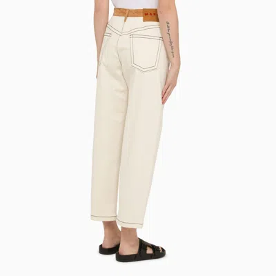Shop Marni White\/beige Regular Denim Jeans In Yellow Cream
