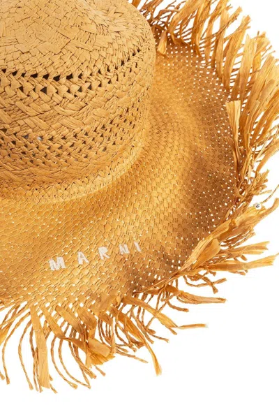 Shop Marni Logo Detailed Sun Hat In Ivory