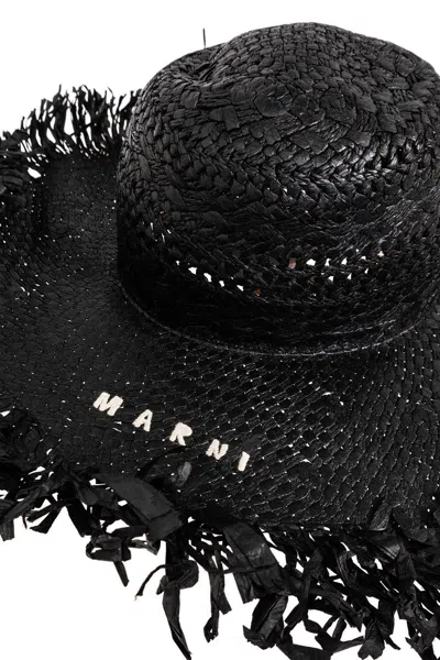 Shop Marni Logo Detailed Sun Hat In Black