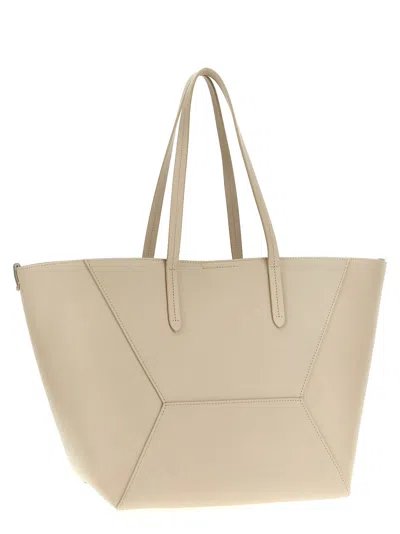 Shop Brunello Cucinelli Leather Shopping Bag In Yellow Cream