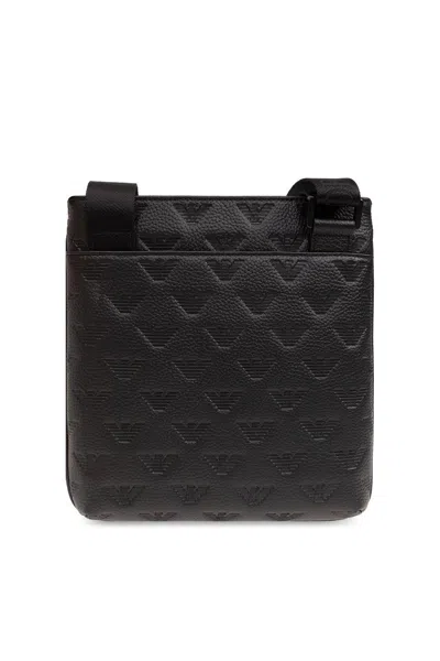 Shop Emporio Armani Monogrammed Shoulder Bag In Black
