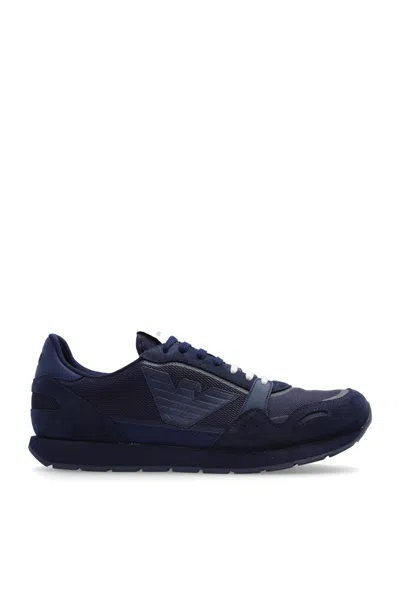Shop Emporio Armani Sneakers With Logo In Blue