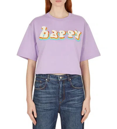 Shop Sportmax Crochet-embroidered Cropped T-shirt In Lilac