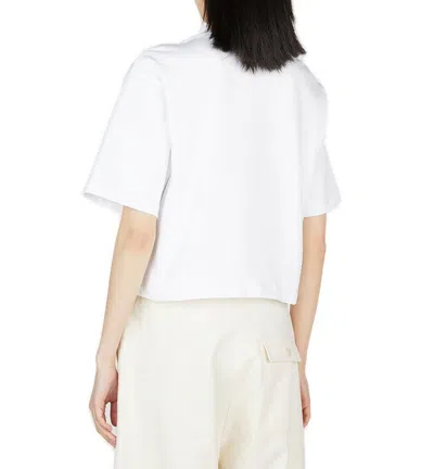 Shop Sportmax Crochet-embroidered Cropped T-shirt In White
