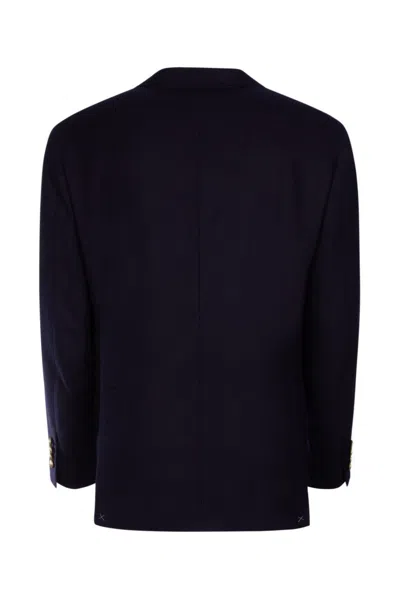 Brunello Cucinelli Tailored Double-breasted Jacket With Notch Lapels In Blue