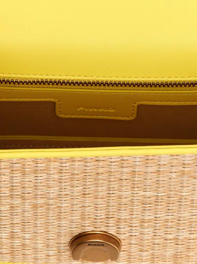 Shop Pinko Mini Love Bag Light Crossbody Bag In Naturale/giallo-block Color