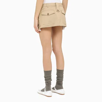 Shop Miu Miu Mini Skirt Multipocket Beige In Corda