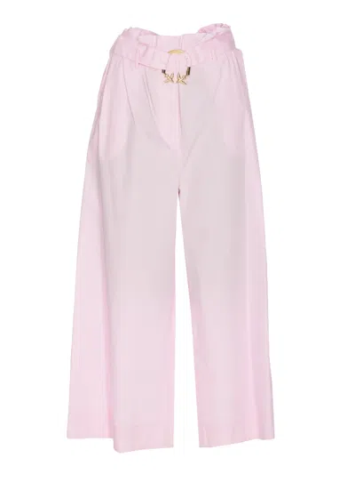 Shop Pinko Wide Leg Pants With Trousers In Rosa Dolce Lilla