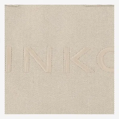 Shop Pinko Cotton Tote Bag With Logo In Sabbia/ecru-antique Gold