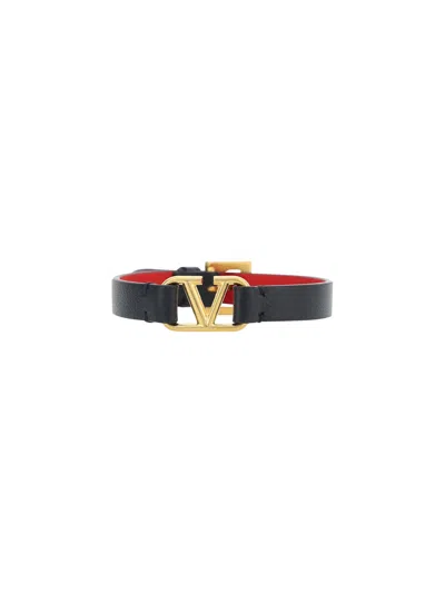 Shop Valentino Garavani Vlogo Bracelet In Nero/rouge Pur