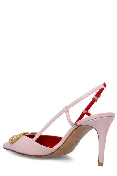 Shop Valentino Vlogo Signature Pointed Toe Pumps In Water Lilac