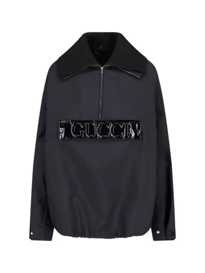 Shop Gucci Logo Caban Jacket In Black