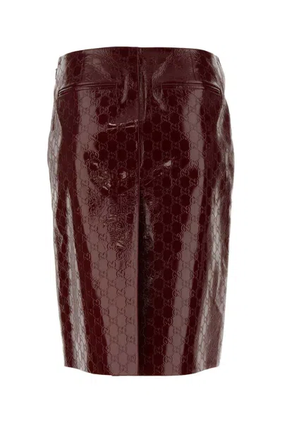 Shop Gucci Gg Embossed Mid-length Skirt In Bordeaux