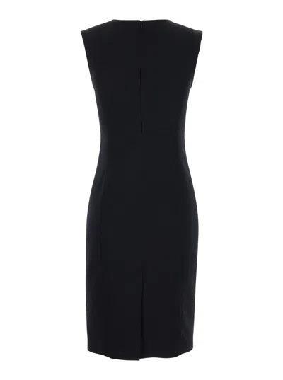 Shop Liu •jo Black Shealth Dress With Chain Detail In Techno Fabric Stretch Woman