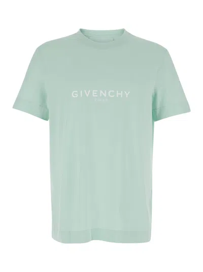 Shop Givenchy Green T-shirt With Logo In Cotton Man