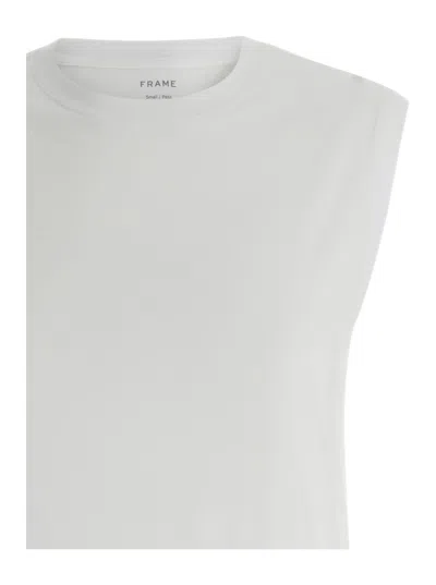 Shop Frame White Sleeveless T-shirt In Cotton Woman