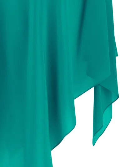Shop Gianluca Capannolo Green Asymmetric Cape In Silk Woman In Blu