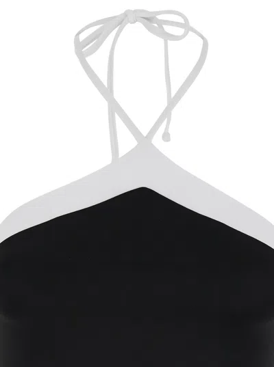 Shop Anjuna Black And White Charlie Swimsuit In Techno Fabric Stretch Woman