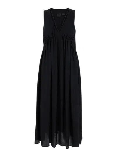 Shop Pinko Black Sleeveless Maxi Dress In Viscose Woman