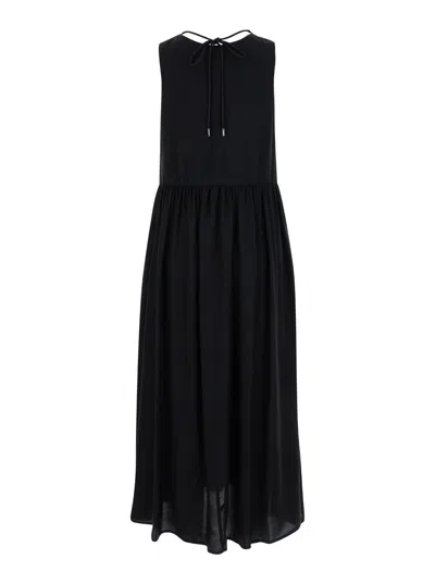 Shop Pinko Black Sleeveless Maxi Dress In Viscose Woman