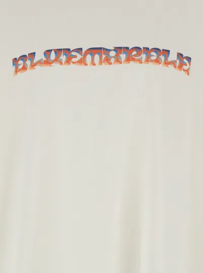 Bluemarble White Sweater With Maxi Print In Cotton Man In White