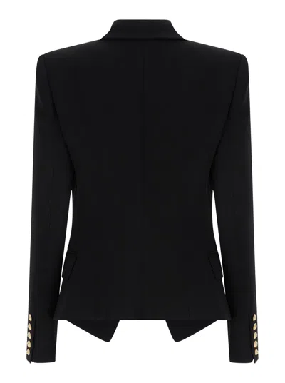 Shop Balmain Black Single-breasted Blazer With One Button In Crepe Woman