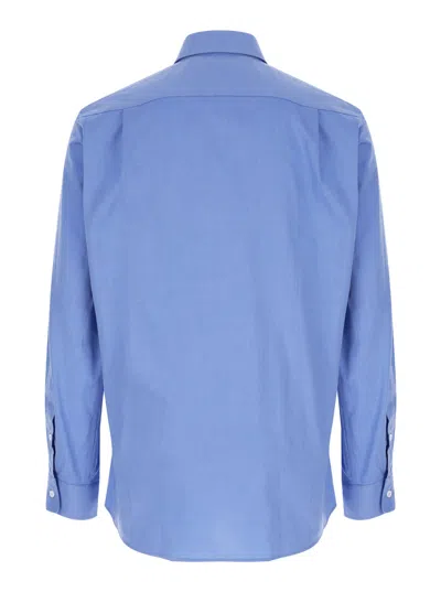 Shop Vivienne Westwood Light Blue Shirt With Buttons In Cotton Man