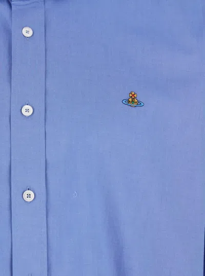 Shop Vivienne Westwood Light Blue Shirt With Buttons In Cotton Man