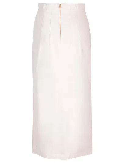 Shop Patou Midi Pencil Skirt With Slit In Beige