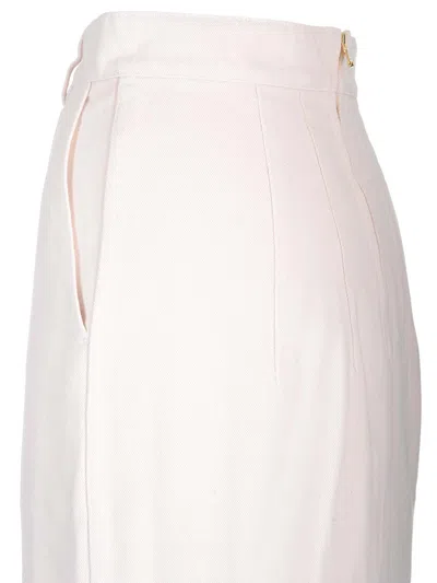 Shop Patou Midi Pencil Skirt With Slit In Beige