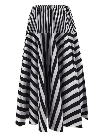 Shop Patou Striped Skirt In Black