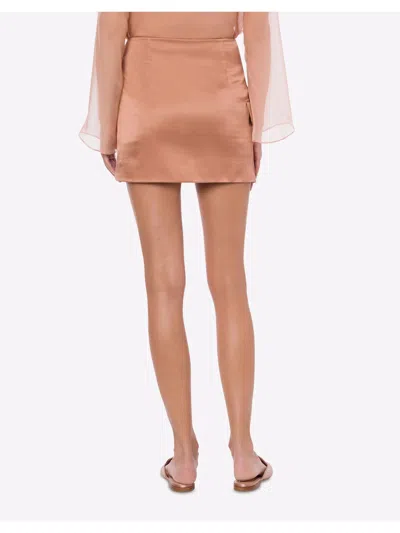Shop Alberta Ferretti Satin Miniskirt In Beige