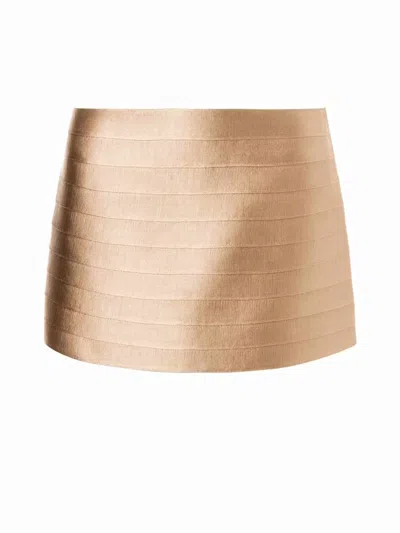 Shop Alberta Ferretti Satin Mini Skirt In Beige