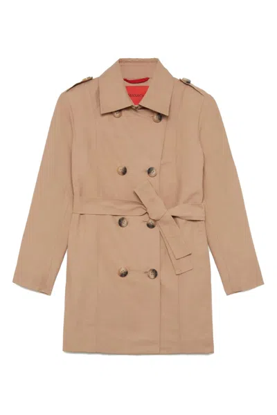 Shop Max&amp;co. Double-breasted Cotton Trunch Coat In Beige