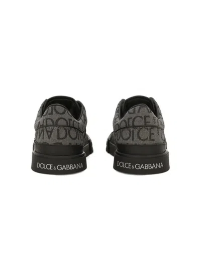 Shop Dolce & Gabbana Grey New Roma Sneakers In Calf Leather