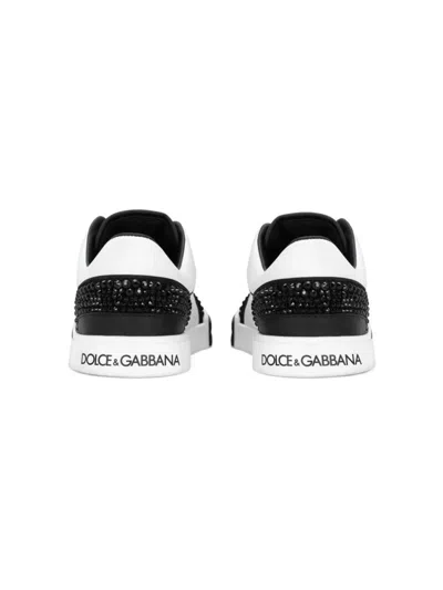 Shop Dolce & Gabbana Black And White Dg Sneakers With Rhinestones