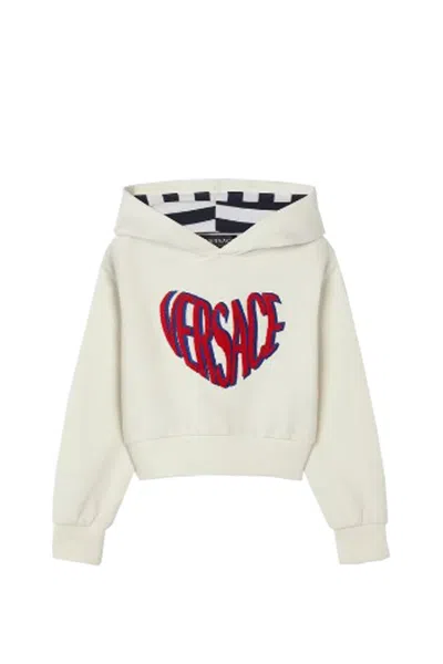 Shop Versace Logo Sweatshirt In White