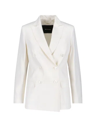 Kiton Double-breasted Blazer With Front Pockets And Back Vent In White