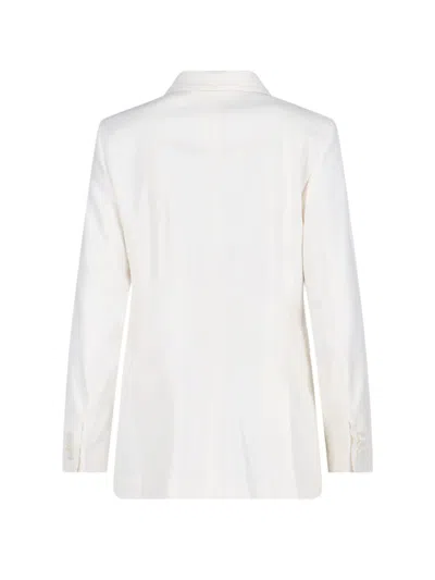 Kiton Double-breasted Blazer With Front Pockets And Back Vent In White