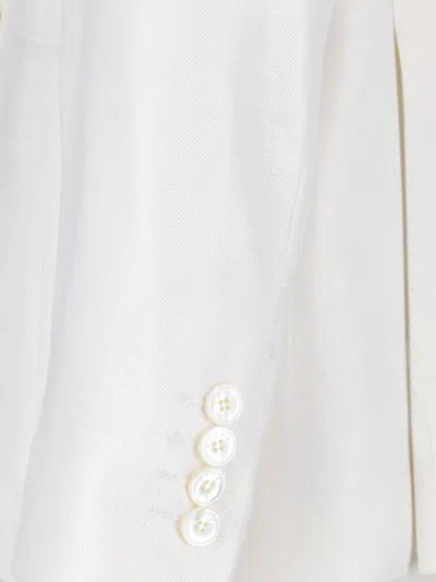 Kiton Double-breasted Blazer With Front Pockets And Back Vent In White