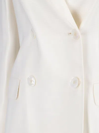 Kiton Double-breasted Blazer With Front Pockets And Back Vent In White