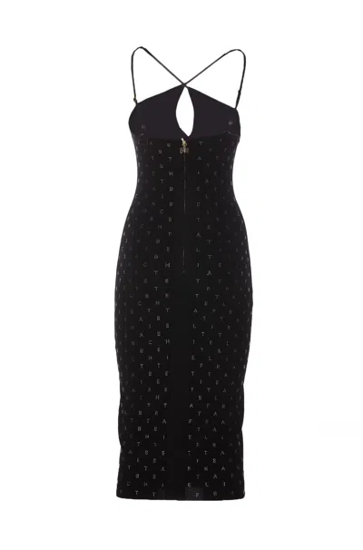 Shop Elisabetta Franchi Midi Strass Dress In Black