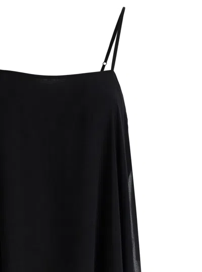 Shop Rotate Birger Christensen Black Wide Maxi Dress In Chiffon Woman