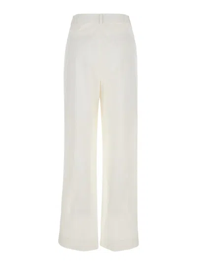 Dunst White Wide Pants In Cotton Blend Woman In White