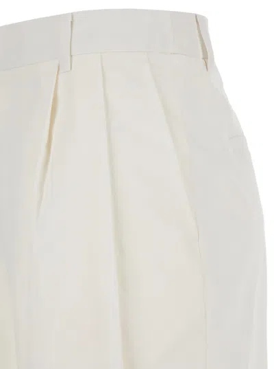 Dunst White Wide Pants In Cotton Blend Woman In White