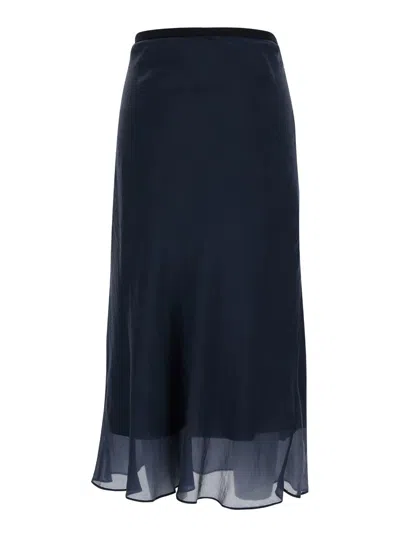 Shop Dunst Layered Satin Skirt In Blu
